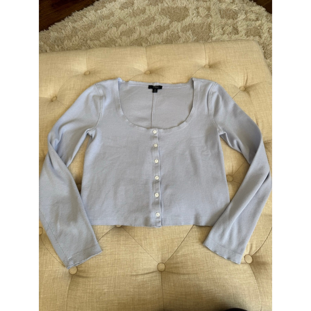 Women's J.CREW Light Blue Ribbed Long Sleeve cardigan S